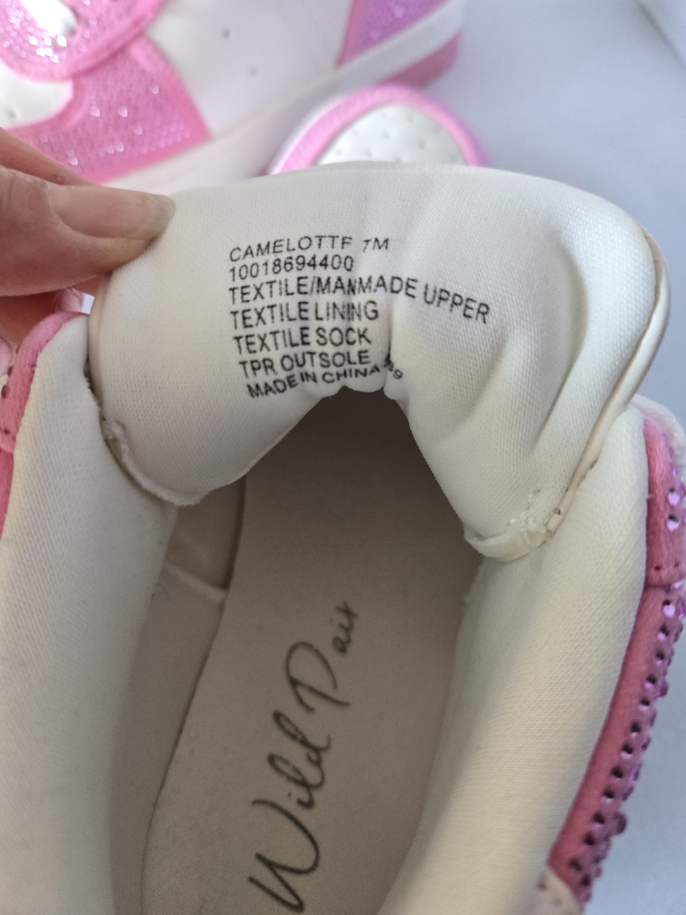 Wild Pair Pink and White Rhinestone Accent Sneakers - Picture 4 of 5